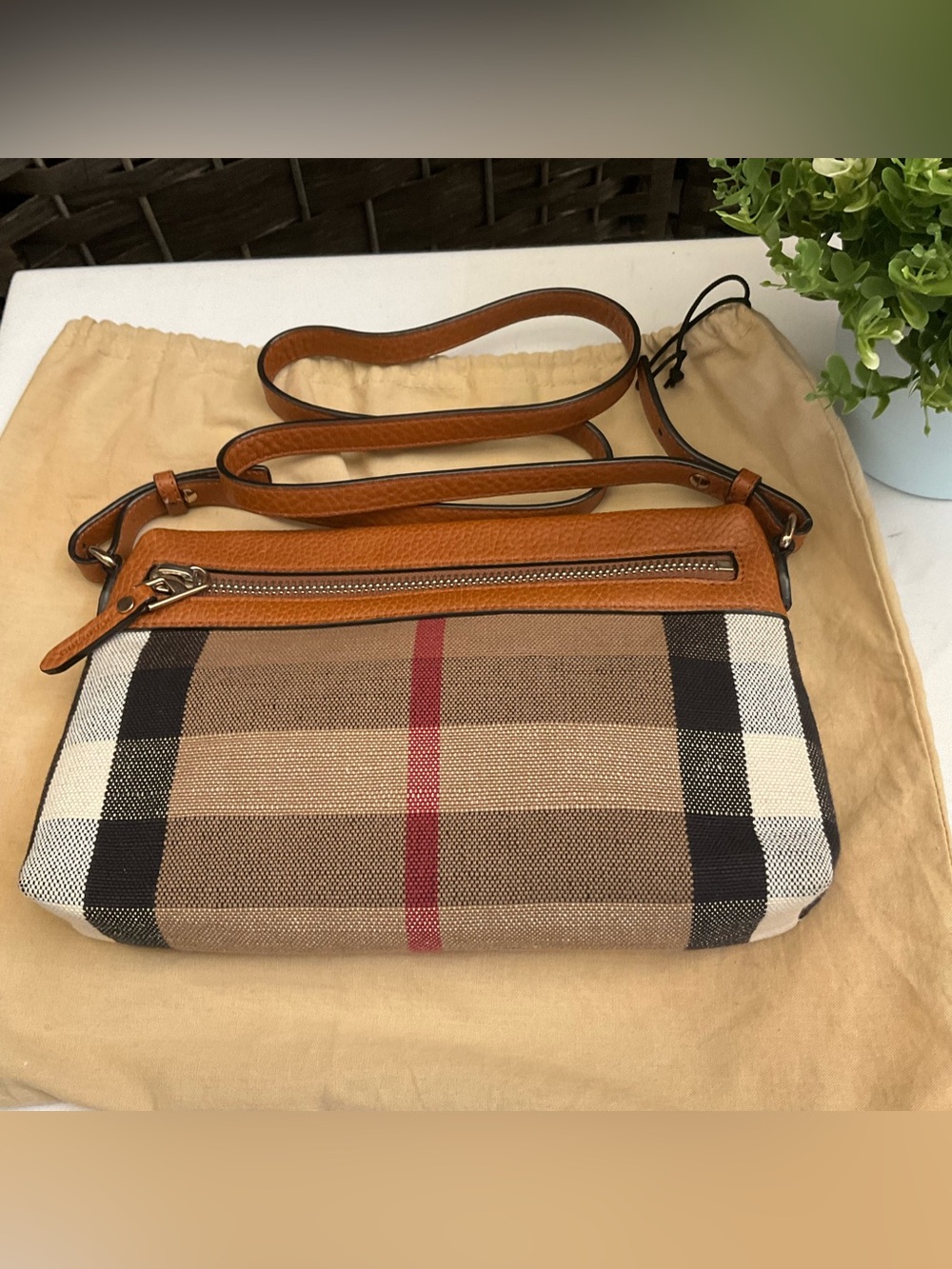 Classic Burberry Farley House check Canvas  Crossbody Bag - Genderless
